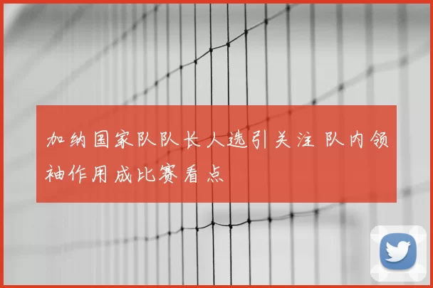 加纳国家队队长人选引关注 队内领袖作用成比赛看点